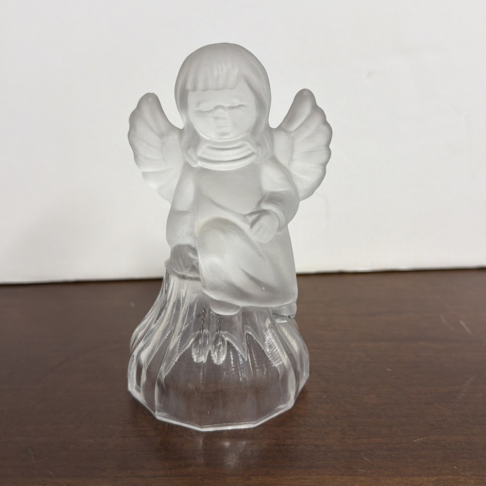 Vintage Goebel Lead Crystal Frosted and Clear Glass Angel Bell Germany